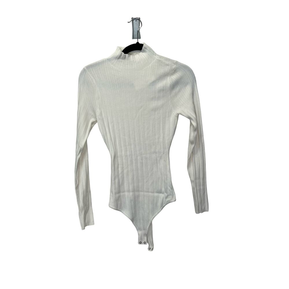 Abercrombie & Fitch White Ribbed Bodysuit Sweater
